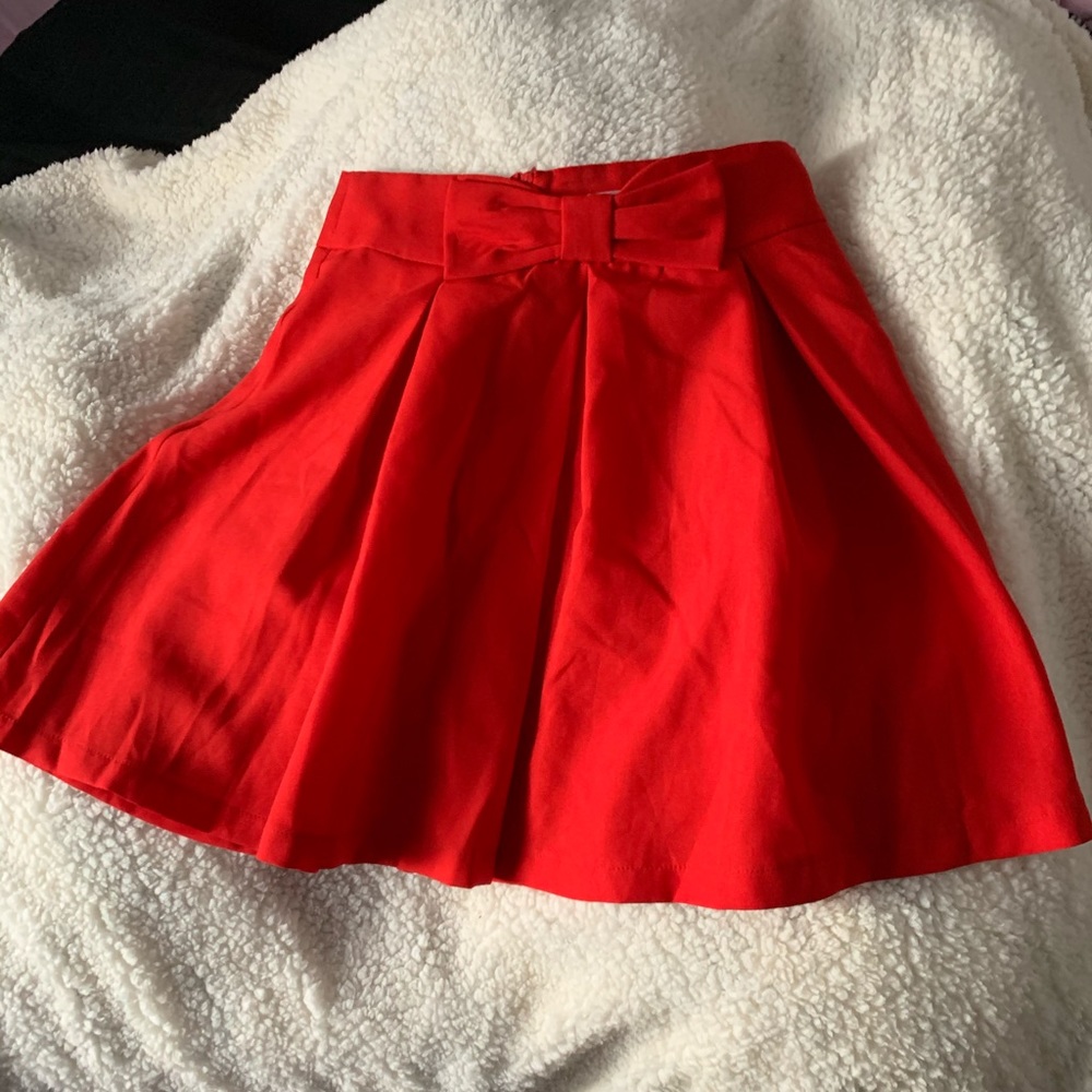 Red Bow High Waisted Skirt
